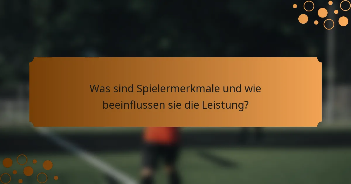 Was sind Spielermerkmale und wie beeinflussen sie die Leistung?